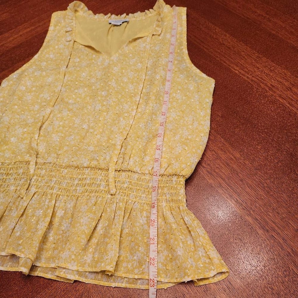 Women's CAROLINA BELLE Yellow White Floral Blouse S A1 - Picture 5 of 7